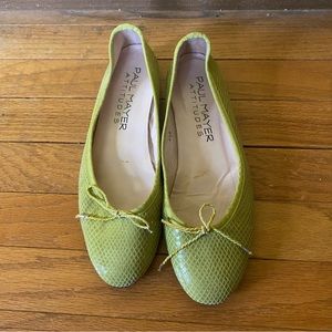 Paul Meyer Green Leather Ballet Slipper Shoe